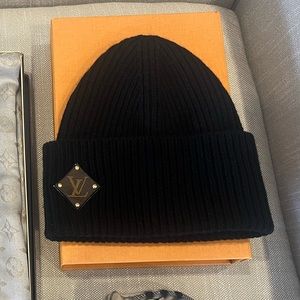 Louis Vuitton Leather logo beanie